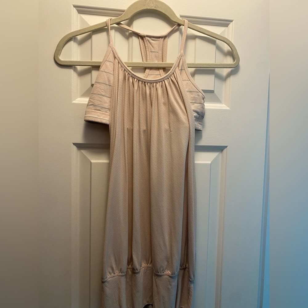 Light pink Lululemon yoga top with built in sports bra